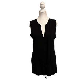 JOSEPHINE CHAUS Women’s Black Large Plunge Neck Sleeveless Mini Dress.